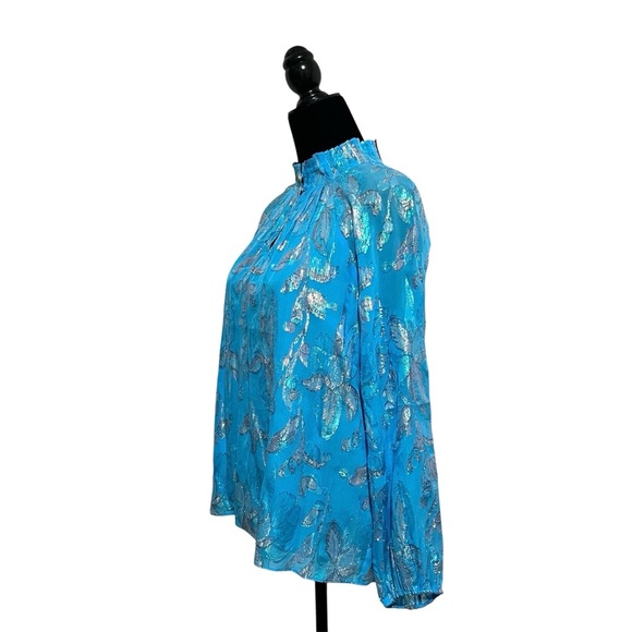 Lilly Pulitzer Galiana Silk Top Ocean Breeze Size M - Picture 5 of 16